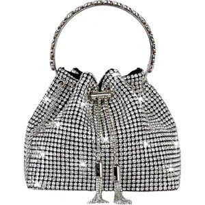Women Purse  Rhinestone Purse  Bling Rhinestone Bag Shiny Silver Stylish Trendy